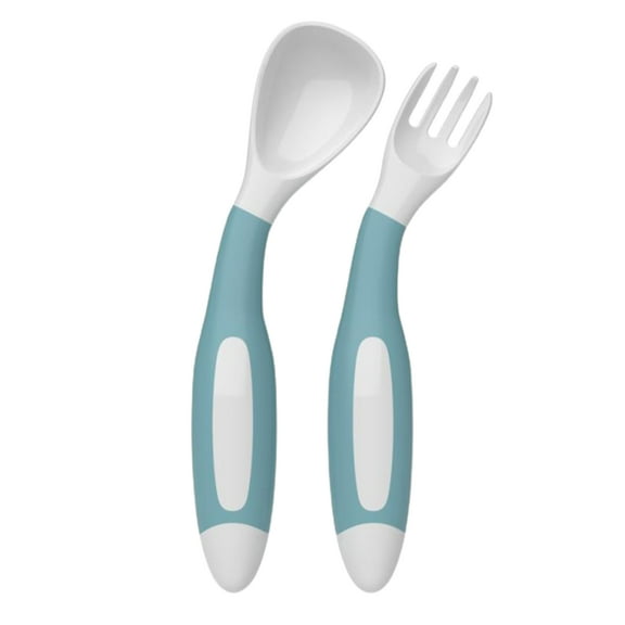 2Pcs/Set Children Tableware Bendable Design Portable Utensils Toddler Feeding Auxiliary Spoon Fork for Toddler