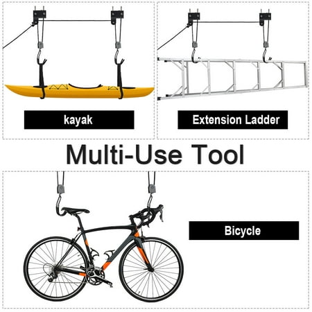 Costway Bike Lift Kayak Hoist Ladder Lift Garage Storage Bicycle Hoist Lift 100
