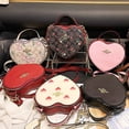 thumbnail image 2 of 2023 Nuevo Estilo Lindo Estampado De Cereza Amor Corazón Bolsa De Doble Cremallera Bolso De Hombro En Forma Mensajero, 2 of 4