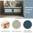 thumbnail image 4 of Cterwk Upholstered Seat Shoe Bench with 2 Doors, Wood Frame Storage Bench for Hallway, Living Room, Navy Blue, 4 of 7