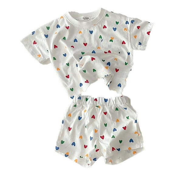 EHRWE Baby Girls Pajamas Organic Baby Short Sleeve Pajama Sets Toddler Boy Girl 2 Piece Sleepwear For 18-24 Months