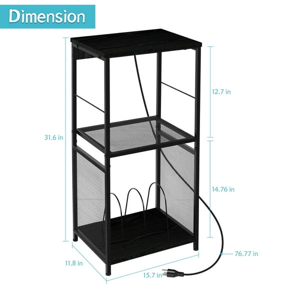 Record Player Stand Vinyl Record Storage with Charging Station
