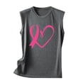 thumbnail image 4 of Women's Breast Cancer Awareness Camisole Pink Ribbon Heart Printed Tanks Crew Neck Top Sleeveless Shirts Loose Fit Warrior Tank Tops Trendy Casual Tunic Tops, 4 of 4