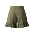 thumbnail image 4 of Women's Pants Ladies Solid Color Cotton Linen High Waist Elastic Loose Zipper Button Wood Ear Wide Leg Shorts Trousers, 4 of 7