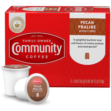 Community® Coffee Pecan Praline Coffee Single-Serve Cups 12 ct Box Compatible with Keurig 2.0 K-Cup Brewers