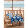 thumbnail image 2 of Outdoor Tablecloth with Umbrella Hole for Patio/Picnic/Party/Camping, Blue Peonies Waterproof Table Cloth Rectangle Table Cover Washable, Retro Flowers Country Floral Pastoral Plants (52"x 70"), 2 of 9