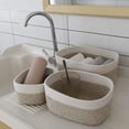 thumbnail image 2 of 3 Pieces Storage Basket Cotton Rope Bathroom Bedroom Organizer Color Matching Baskets Snacks Box Large Capacity Light coffee, 2 of 9