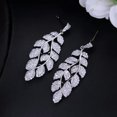 thumbnail image 4 of Fashion Cubic Zirconia Stones Leaf Long Dangle Drop Earring for Women, 4 of 6