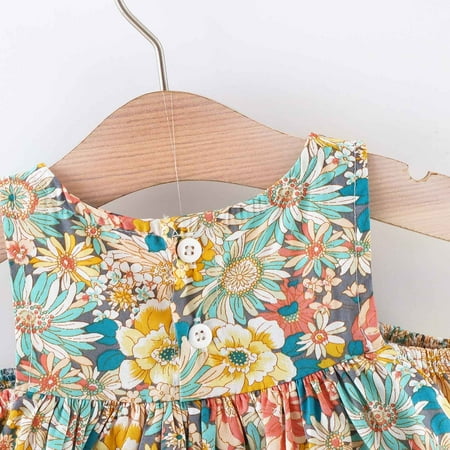 

Cathalem Dark Princess Dress Baby 6M-3Y Floral Infant Princess Dress Sleeveless Girls Printed Autumn Dress for Toddler Girl Dress Yellow 2-3 Years