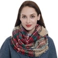 thumbnail image 2 of Bravo! Women Tartan Plaid Infinity Wrap Scarf Winter Knit Loop Scarf Khaki, 2 of 4