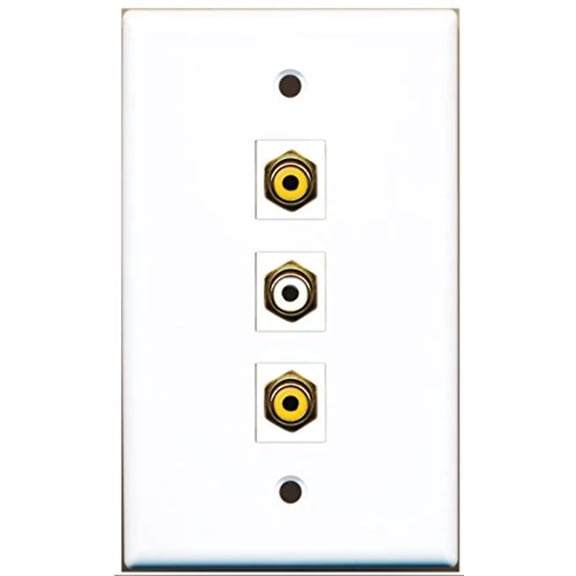 RiteAV - 1 Port RCA White 2 Port RCA Yellow Wall Plate