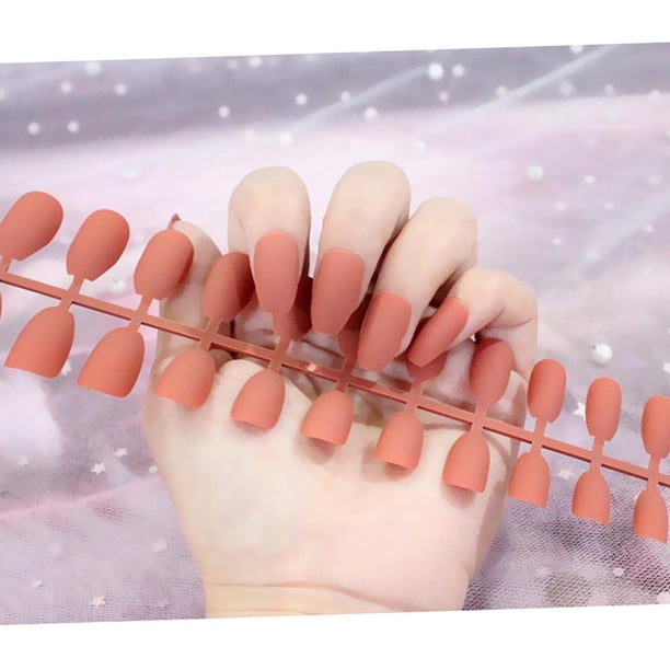 Consejos de Uñas Artificiales Mate Naturales 24 Piezas Perfecl Color Calabaza