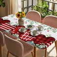 thumbnail image 3 of Valentine's Day Table Cloths for 6 Foot Rectangle Tables, Red Love Heart Eucalyptus Leaves Floral Patio Waterproof Elastic Fitted Tablecloths, Washable Rectangular Table Cover for Camping, 3 of 8