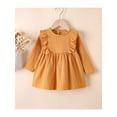 thumbnail image 2 of xiaxaixu Robe d'Automne pour Filles, Couleur Unie Col Rond à Volants Manches Longues, 2 of 8