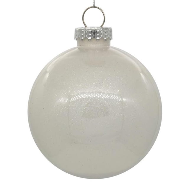 Boule de Sapin de Noël Pailletée Transparente 4.75 Po, Blanc - 4 par Sac