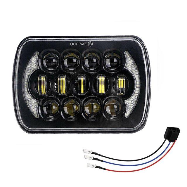 Faro Delantero LED para Camión Wrangler Cuadrado 300 Vatios Y 7 Pulgadas (5X7)/(7X6) (arco Cinco Ojos Y Ocho Cuentas)