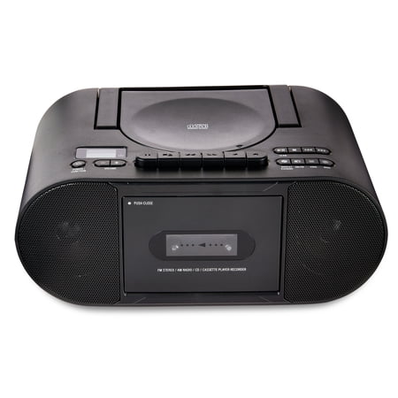 ONN. PORTABLE CD/CASSETTE BOOMBOX WITH BLUETOOTH WIRELESS TECHNOLOGY, BLACK