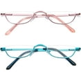 thumbnail image 2 of GFDYREE Half Reading Glasses Half Rim Metal Frame Glasses Spring Hinge Readers for Men and Women, 2 of 7