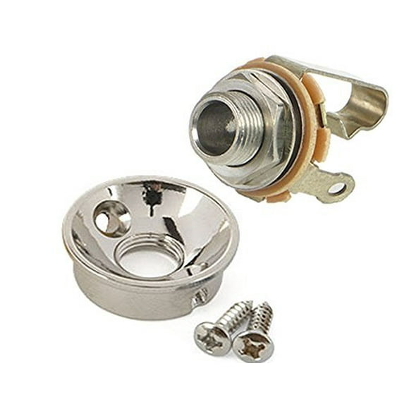 Electrosocket Jack Plate for Telecasters - Polished Chrome Finish + Switchcraft J11 Mono Jack