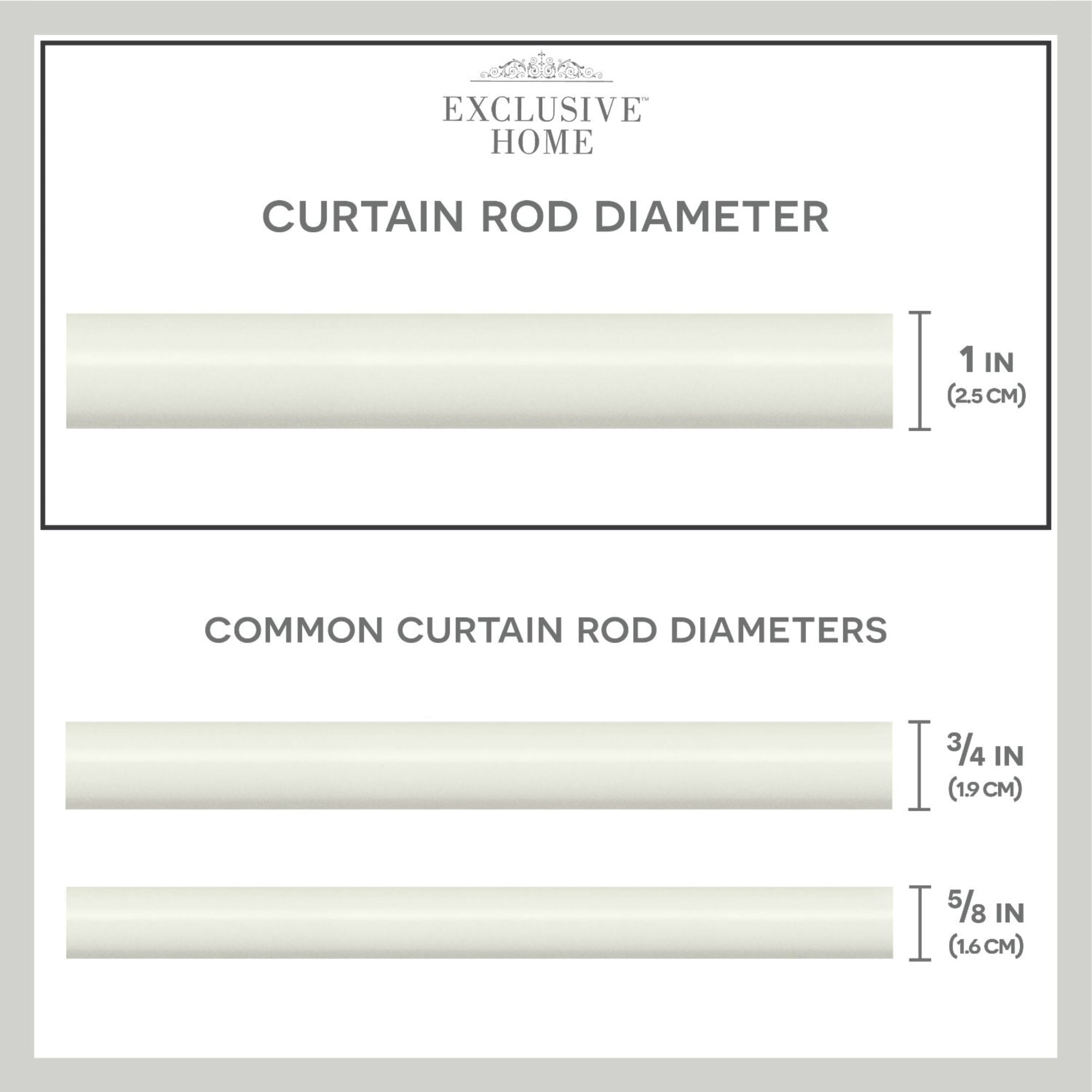 Exclusive Home Acanthus 1" Window Curtain Rod and Finial Set, Adjustable 36"-72", Off White