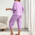 thumbnail image 5 of ylioge XL-5X Plus Size Pajama Sets for Women 2 Piece 3/4 Sleeve Tops and Capris Pants Casual Solid Color Comfortable Loungewear Homewear Pajamas, 5 of 5