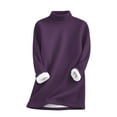 thumbnail image 4 of Breezora Thermal Lined Mock Neck Pullover Womens Winter Warmth Long Sleeve Casual Crew Sweatshirt Loungewear M Size Purple, 4 of 5