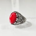 thumbnail image 2 of Coral Mans Ring, Natural Red Coral Ring, Unisex Ring, Silver Jewelry, 925 Silver Ring, Birthday Gift, Heavy Mens Ring, Arabic Design, Ottoman Style Ring, Christmas, Turkey Mens Signet Ring, 2 of 7