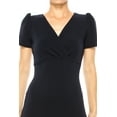 thumbnail image 5 of Moa Collection Women's Solid Sheath Dress with a Deep V-Neckline and Puff Sleeves, 5 of 6