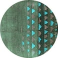 thumbnail image 1 of Ahgly Company Machine Washable Indoor Round Solid Turquoise Blue Modern Area Rugs, 8' Round, 1 of 4