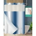 thumbnail image 3 of No Hook Shower Curtains, Lake Blue White Ombre Stall Bathroom Curtain with Snap in Liner, Retro Minimalist Gradient Art Waterproof Washable Fabric Bathroom Shower Curtain Sets, 48" x 72", 3 of 7