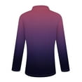 thumbnail image 7 of WTOBBY Women's Ombre Print Polo Shirt - Long Sleeve Casual V-Neck Zipper Detail Tops for Women, Spring Fall Fashion Comfort Stretch Gradient Design,Dark Purple M, 7 of 7