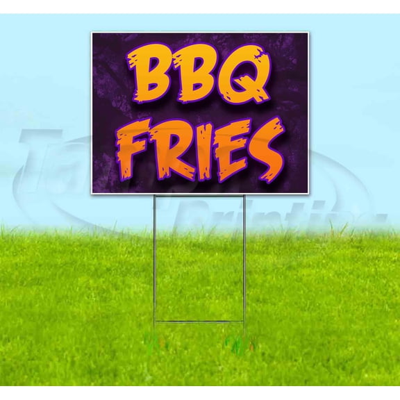 BBQ Fries (18" x 24") Yard Sign, Includes Metal Step Stake