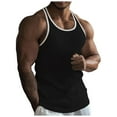thumbnail image 3 of NOLDARES Men's Slim Fit Shallow Scoop Neck Sleeveless A-Shirts(Black,XXL), 3 of 6