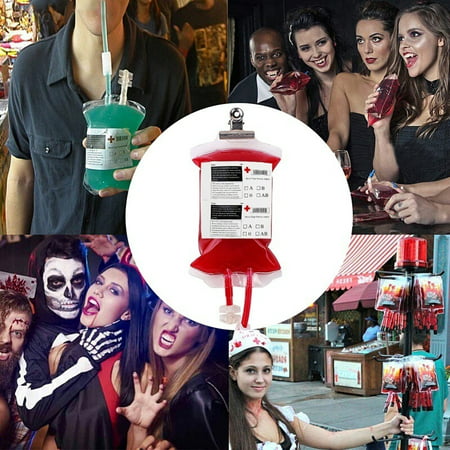 5Pcs 400ml Energy Blood Bag Hallowen Reusable Drink Bottle Vampire Diaries Props Party Halloween Decoration