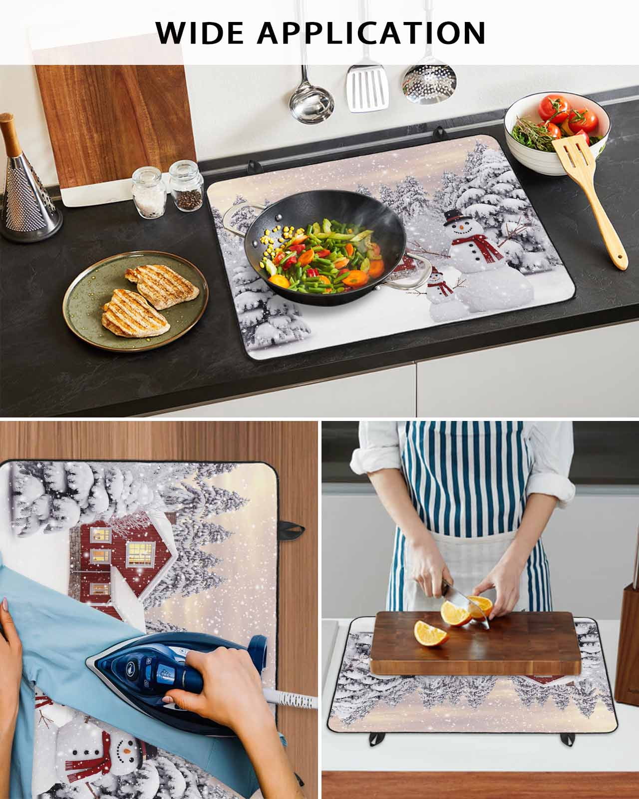 Large Induction Cooktop Protector Mat Christmas Stove Top Covers for Electric Stove, Snowflake Snowman Xmas Tree Farmhouse Decorative Stove Burner Cover Mats, Glass Top Stove Cover