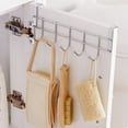 thumbnail image 3 of Multi-Function Storage Rack Cabinets and Hanging Hooks, Silver Alloy 10 Inch 5 Hooks for Placing Towel, Apron Nail Free Kitchen Bedroom Home Utensil, 3 of 3