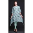 thumbnail image 2 of Bimba Green Artistic Printed Asymmetrical Kurti Tops for Women Indian Summer Dress Tunic XX-Large, 2 of 6