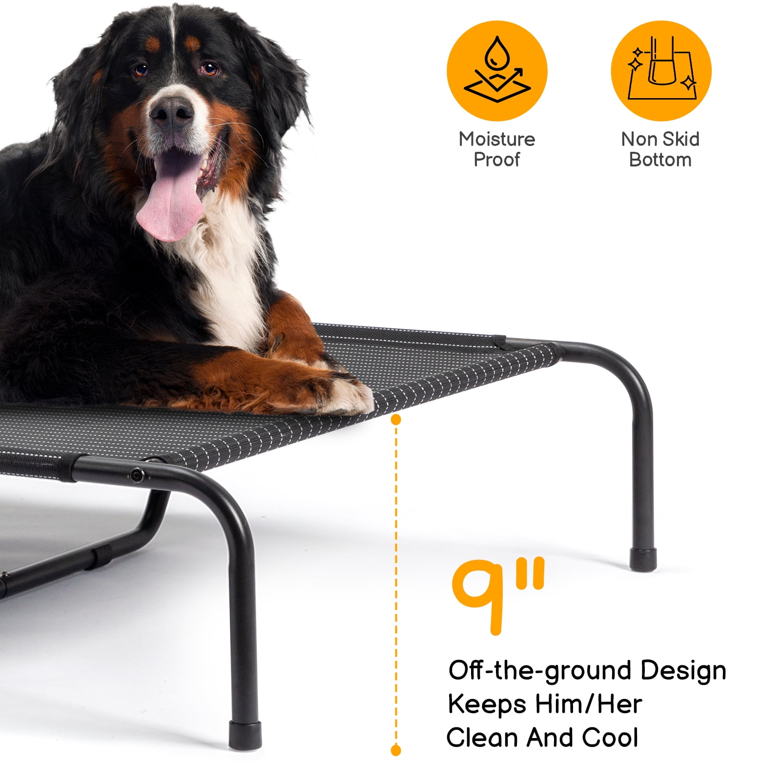 Zimtown  Dog Bed, 60*37*9 in Raised Dog Beds, Washable Outdoor Dog Cot, Chew Proof Pet Bed , Especially large, Black and White stripes