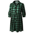 thumbnail image 2 of Doublju Womens Roll Up 34 Sleeve Plaid Flared Shirt Dress With 2 Side Pockets, 2 of 4