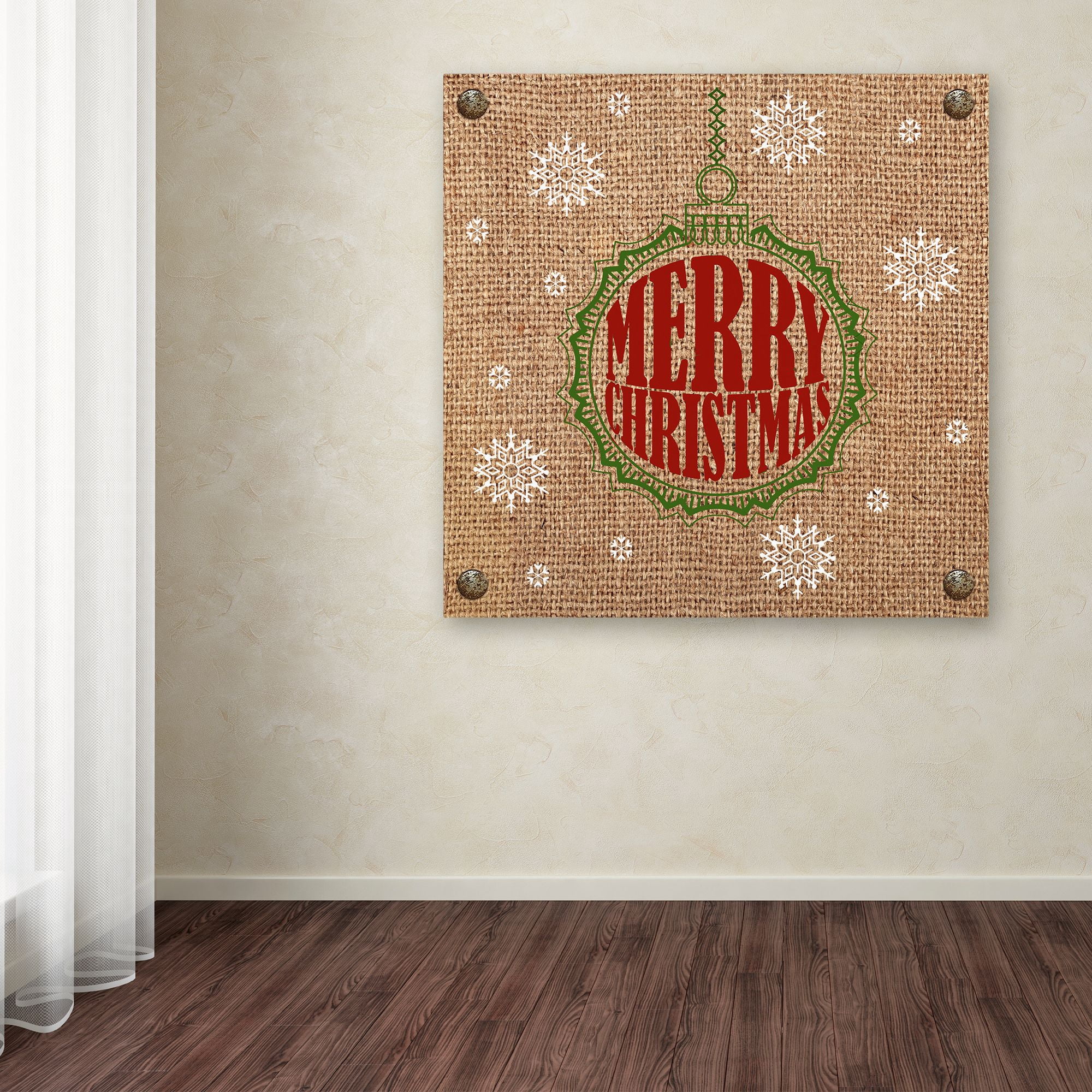 Trademark Fine Art 'Christmas On Burlap 3' Canvas Art by Jean Plout