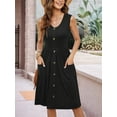 thumbnail image 6 of Women Summer Dresses Sleeveless Casual Loose Swing Button Down Midi Dress with Pockets Black L, 6 of 7