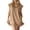 Khaki, variant on Womens Cap Sleeve Half Zip Ruffle Mini Dress Loose Fit Lapel V Neck Sleeveless Frill Hem Short Dress with Pockets