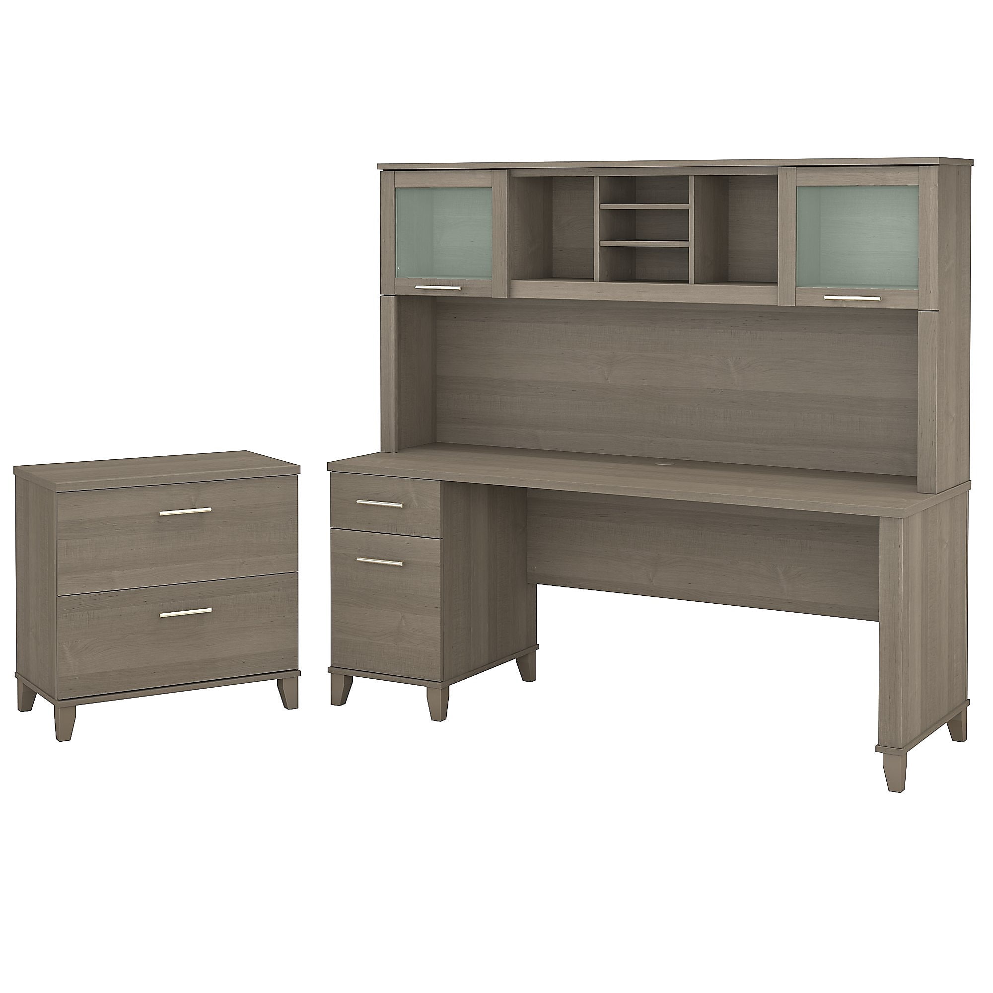 Bush Furniture Somerset 72W Office Desk w/Hutch and Lateral File