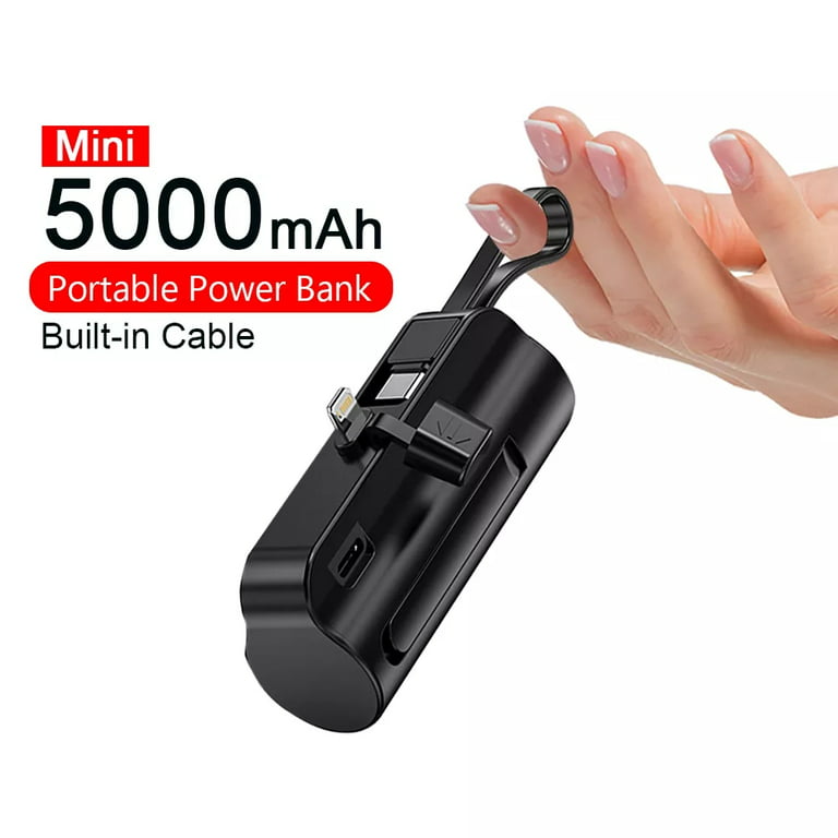 Mini Outdoor Power Bank 5000mAh Built in Cable PowerBank External Battery  Portable Charger for iPhone Samsung Xiaomi Huawei Power Banks