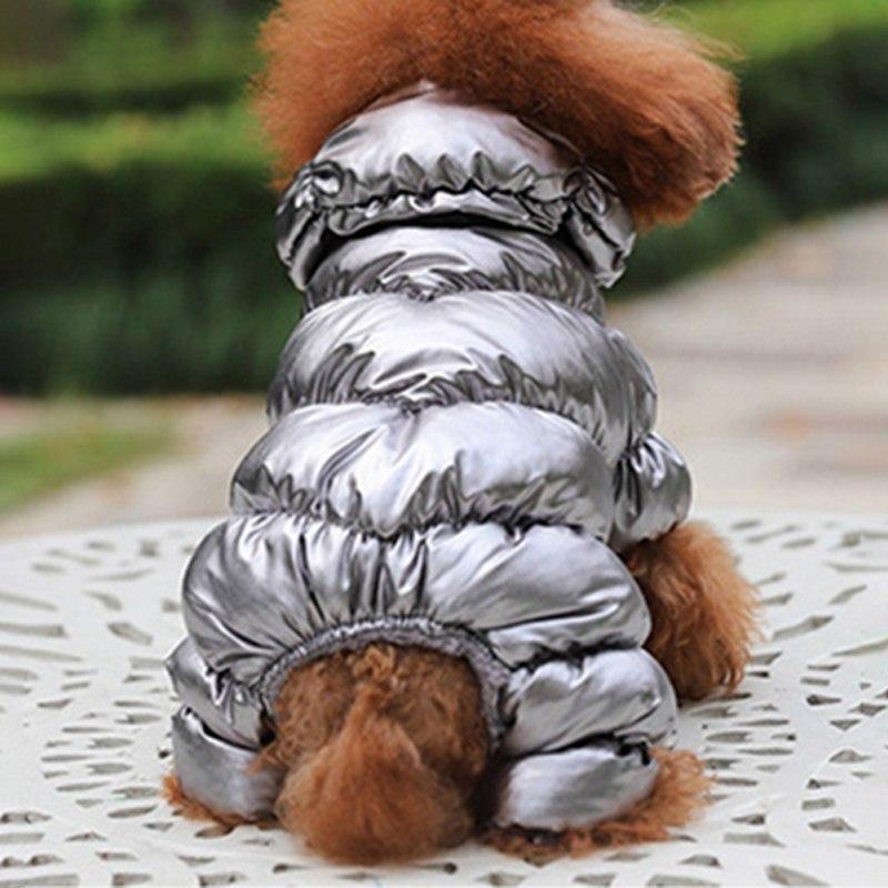PRAETER Pet Winter Jacket, Winter French Dog Clothes Waterproof Cotton Padded Warm Outfit Coat Jacket Thickening Down Jacket Dog 4-legged Button Coat Cold-weather Costume, Silver S - image 5 of 20