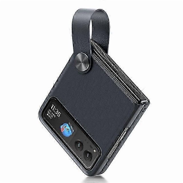 GKK Compatible For Motorola Razr 40 5G Strap Kickstand Phone Case PU Leather Coated Hard PC Protective Cover_c*