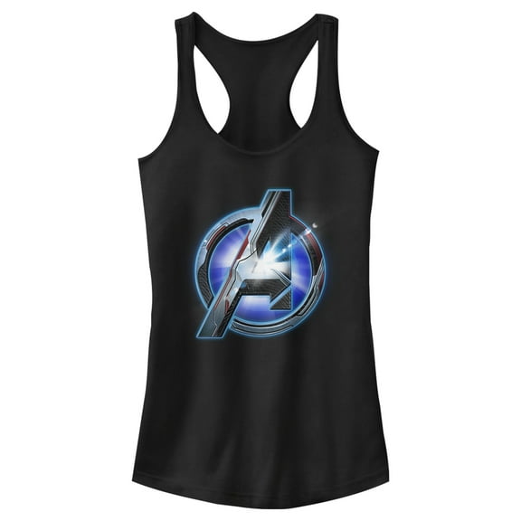 Junior's Marvel Avengers: Endgame High Tech Logo Racerback Tank Top Black Medium
