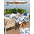 thumbnail image 6 of 60x102 Inch Outdoor Tablecloth with Umbrella Hole Zipper Rectangle Blue Grey Coral Rectangular Tablecloths Outside Waterproof Coastal Watercolor Ocean Patio Table Cloth Cover for Picnic Party, 6 of 8