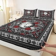 thumbnail image 4 of Erosebridal Boho Sun and Moon Full Size Sheets, Bohemian Aztec Mandala Bed Sheets, Black Gray Red, 4 Pieces 1 Flat Sheet, 1 Fitted Sheet and 2 Pillowcases, 4 of 5