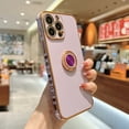 thumbnail image 2 of Dteck Case Compatible with iPhone 11 Pro,5.8 in, Soft Rubber Protective Case, Luxurious Shiny Ring Holder Plated Side Swivel Ring Holder Case, Purple, 2 of 5
